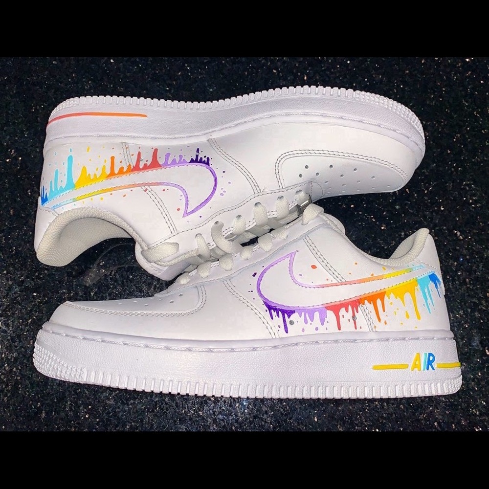 Custom Rainbow Drip Nike Air Force 1